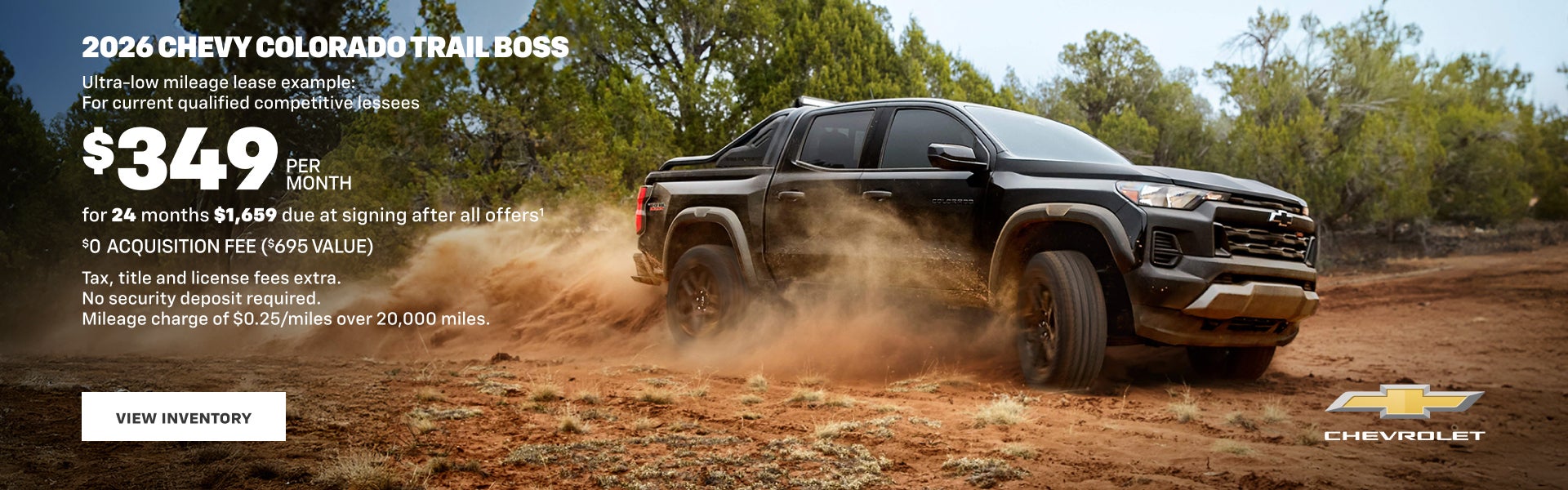 Chevy Colorado Trailboss 2026. Ejemplo de alquiler con kilometraje ultrabajo: Para los actuales competidores cualificados...